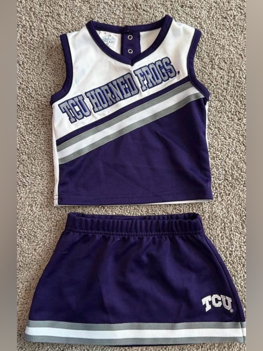 TCU Rivalry Threads Purple, White & Gray Kids Cheer Tank & Skirt